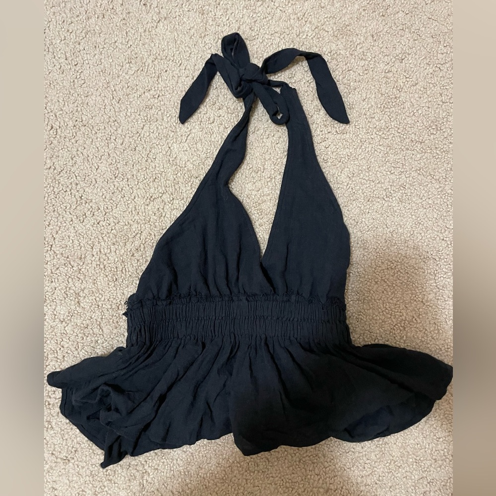 A black Plunging V-Neck